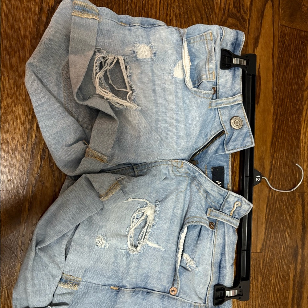 Light Blue Distressed Denim Shorts